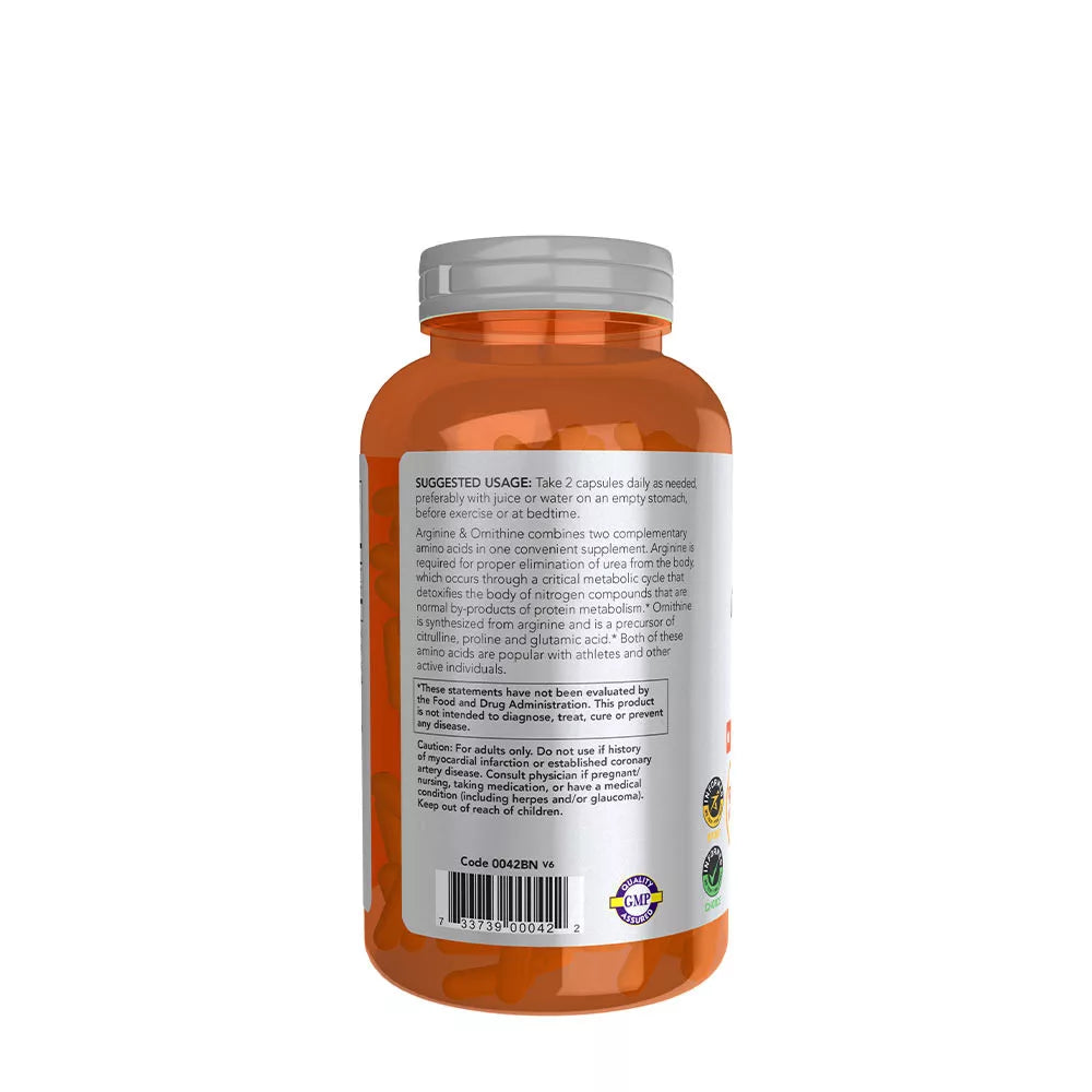 Now Foods Arginine & Ornithine 500/250mg (250 Capsules)