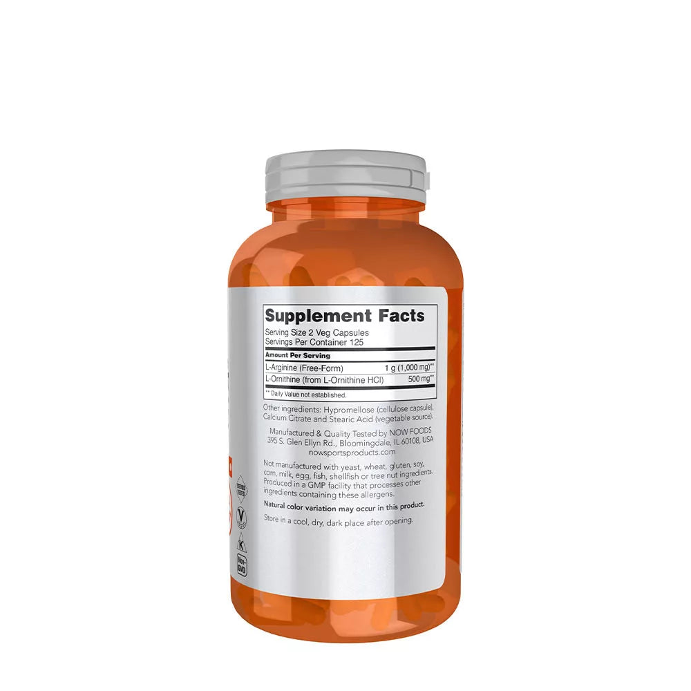 Now Foods Arginine & Ornithine 500/250mg (250 Capsules)