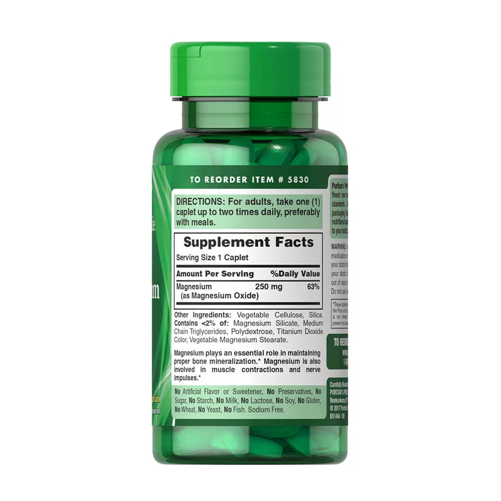 Puritan's Pride Magnesium 250 mg (100 Caplets)