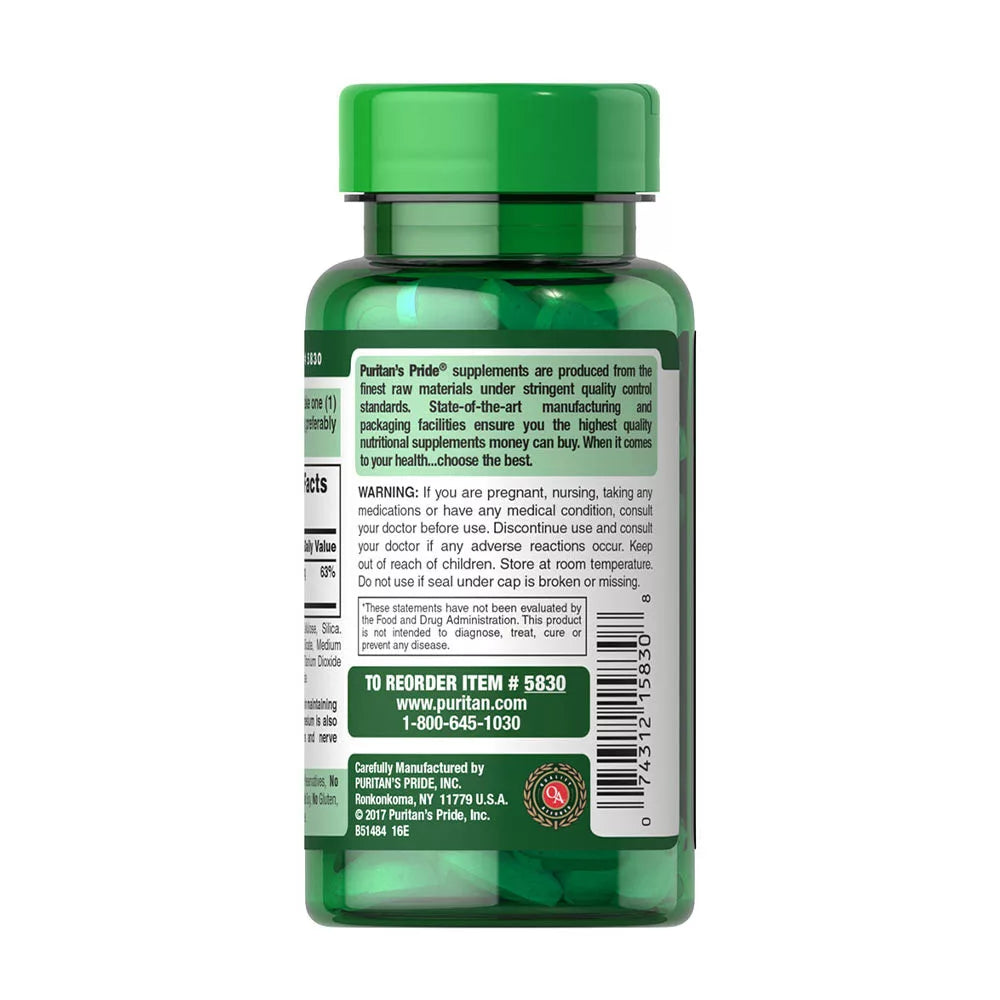 Puritan's Pride Magnesium 250 mg (100 Caplets)