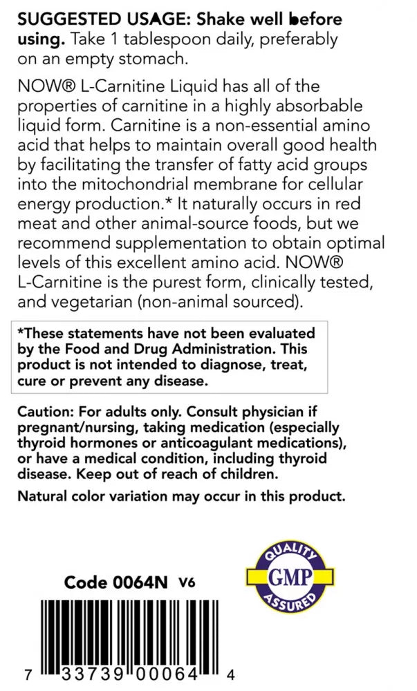 Now Foods L-Carnitine, Triple Strength Liquid (473 ml, Citrus)
