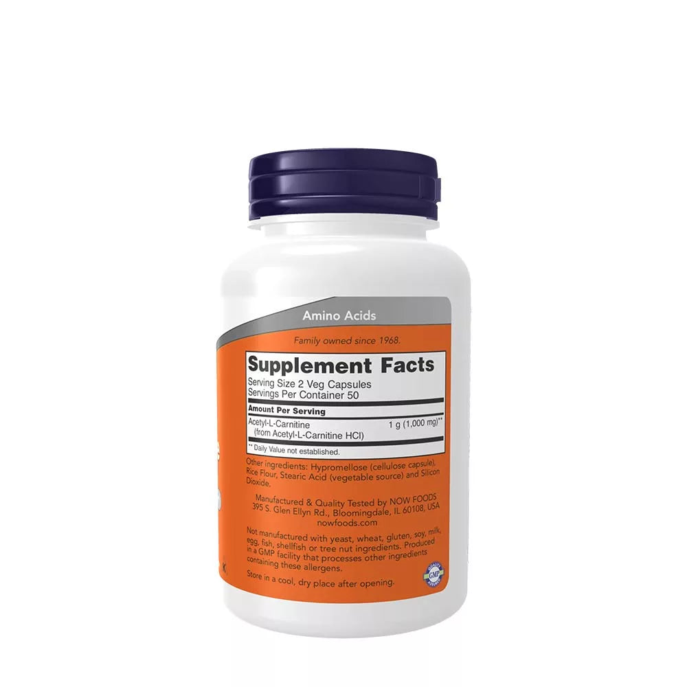 Now Foods Acetyl-L-Carnitine 500 mg Veg Capsules (100 Veg Capsules)