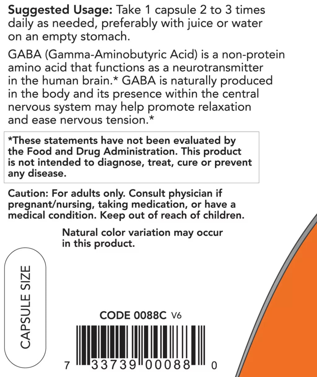 Now Foods Gaba 500 MG (200 Veg Capsules)