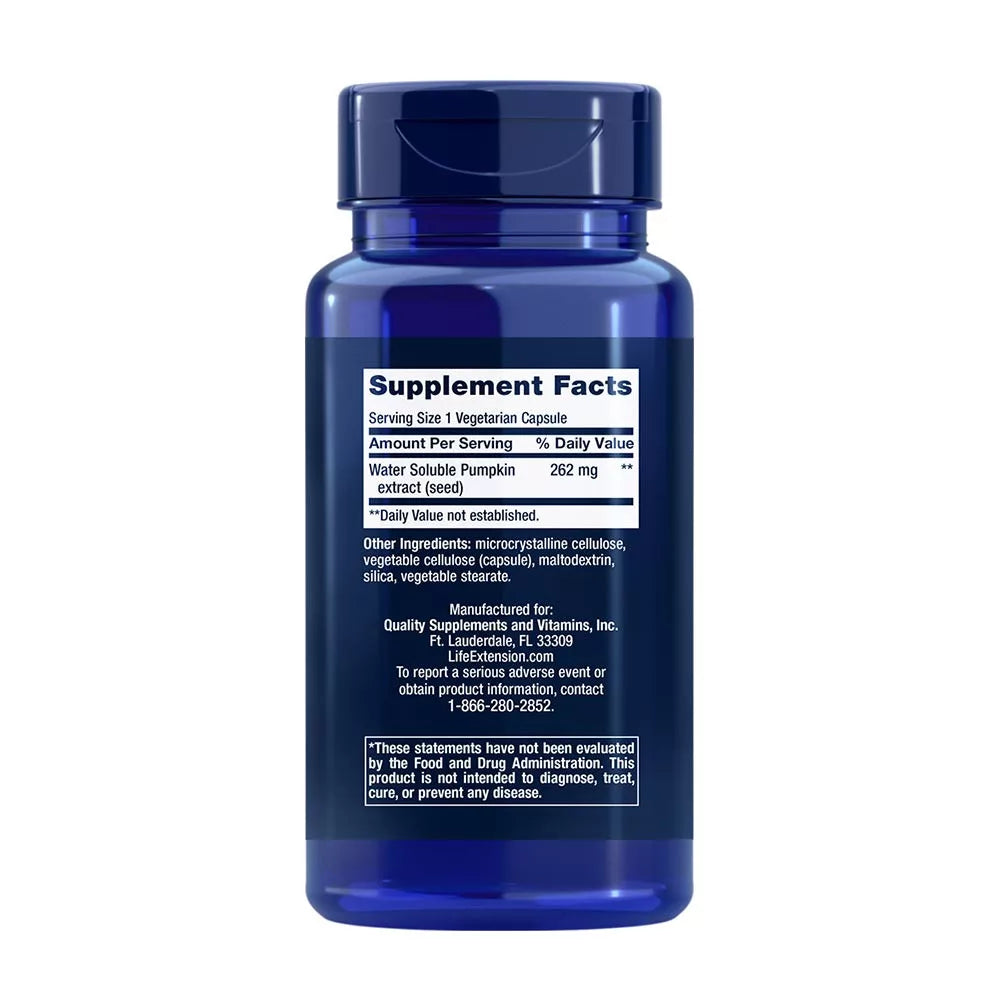 Life Extension Water-Soluble Pumpkin Seed Extract (60 Veg Capsules)