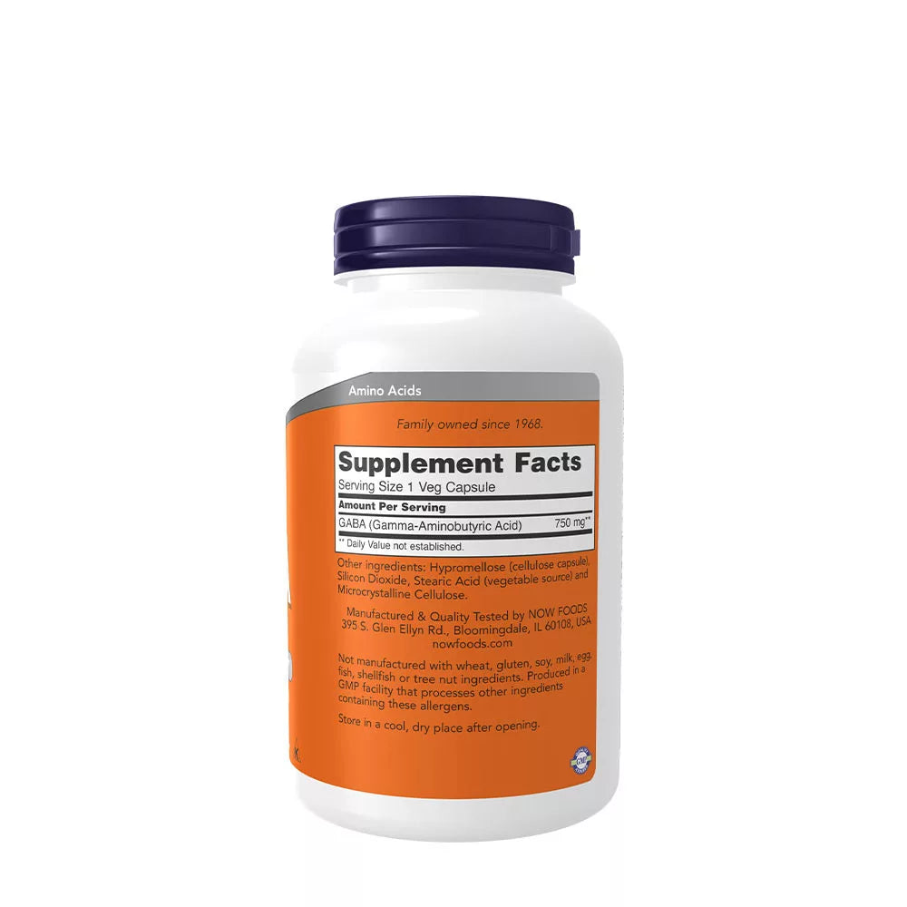 Now Foods GABA 750mg (200 Veg Capsules)