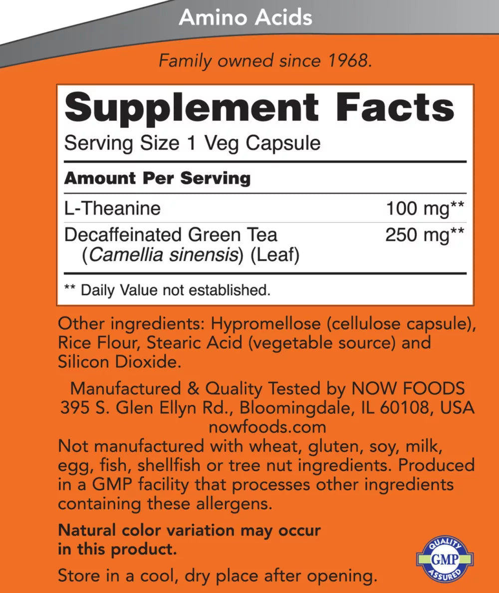 Now Foods Theanine 100MG (90 Veg Capsules)