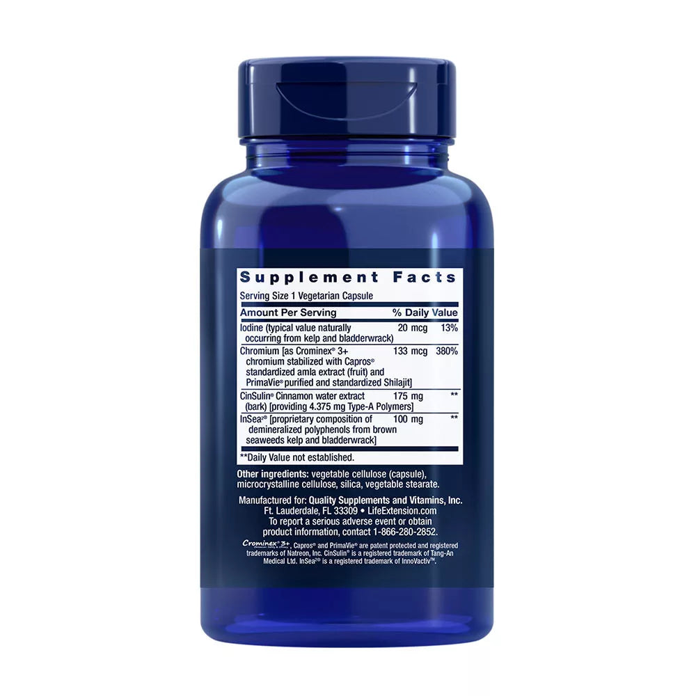 Life Extension CinSulin with InSea2 and Crominex 3+ (90 Veg Capsules)