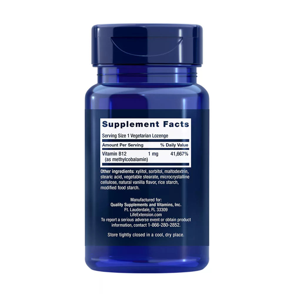 Life Extension Vitamin B12 Methylcobalamin 1 mg (60 Lozenges)