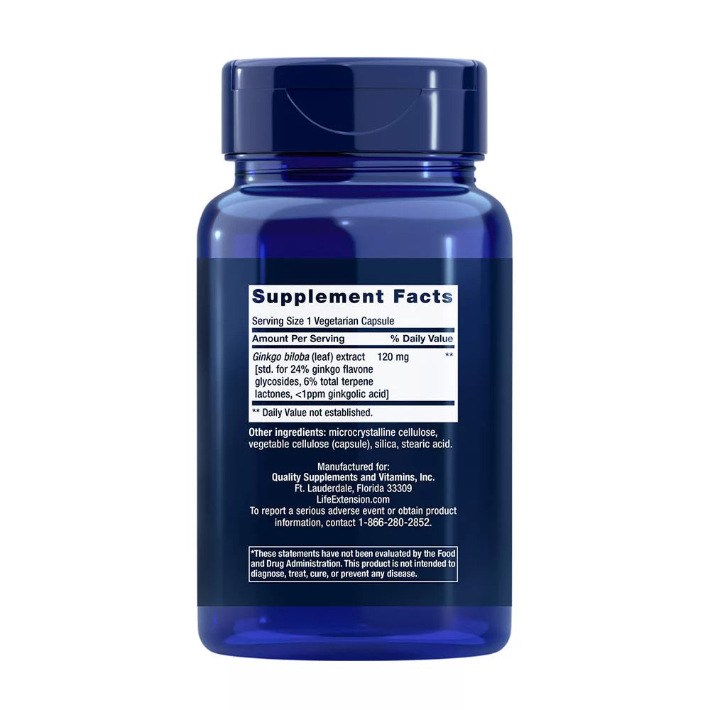 Life Extension Ginkgo Biloba Certified Ext 120 mg (365 Capsules)