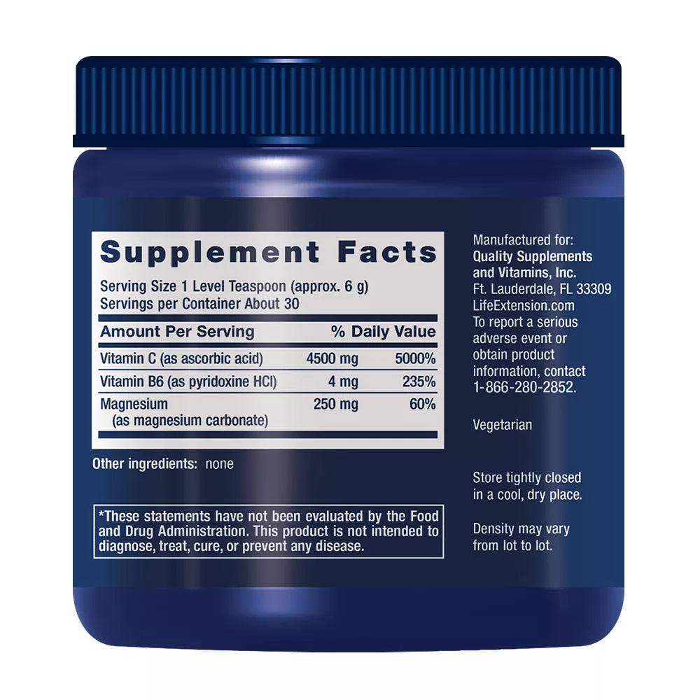 Life Extension Effervescent Vitamin C Magnesium Crystals (180 g)