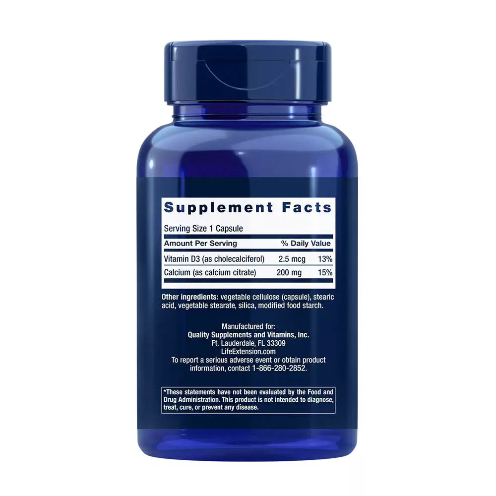 Life Extension Calcium Citrate with Vitamin D (200 Capsules)