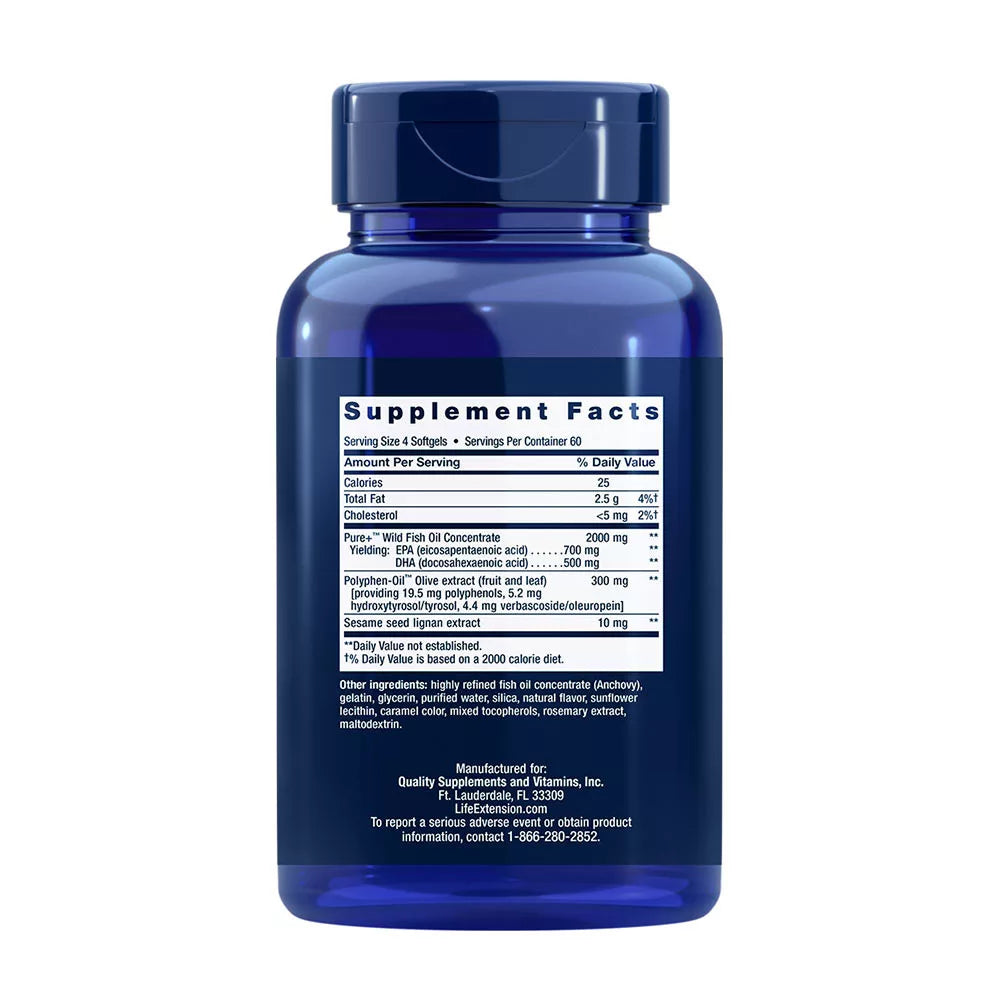 Life Extension Super Omega-3 EPA/DHA Fish Oil, Sesame Lignans, Olive Extract (240 Softgels)