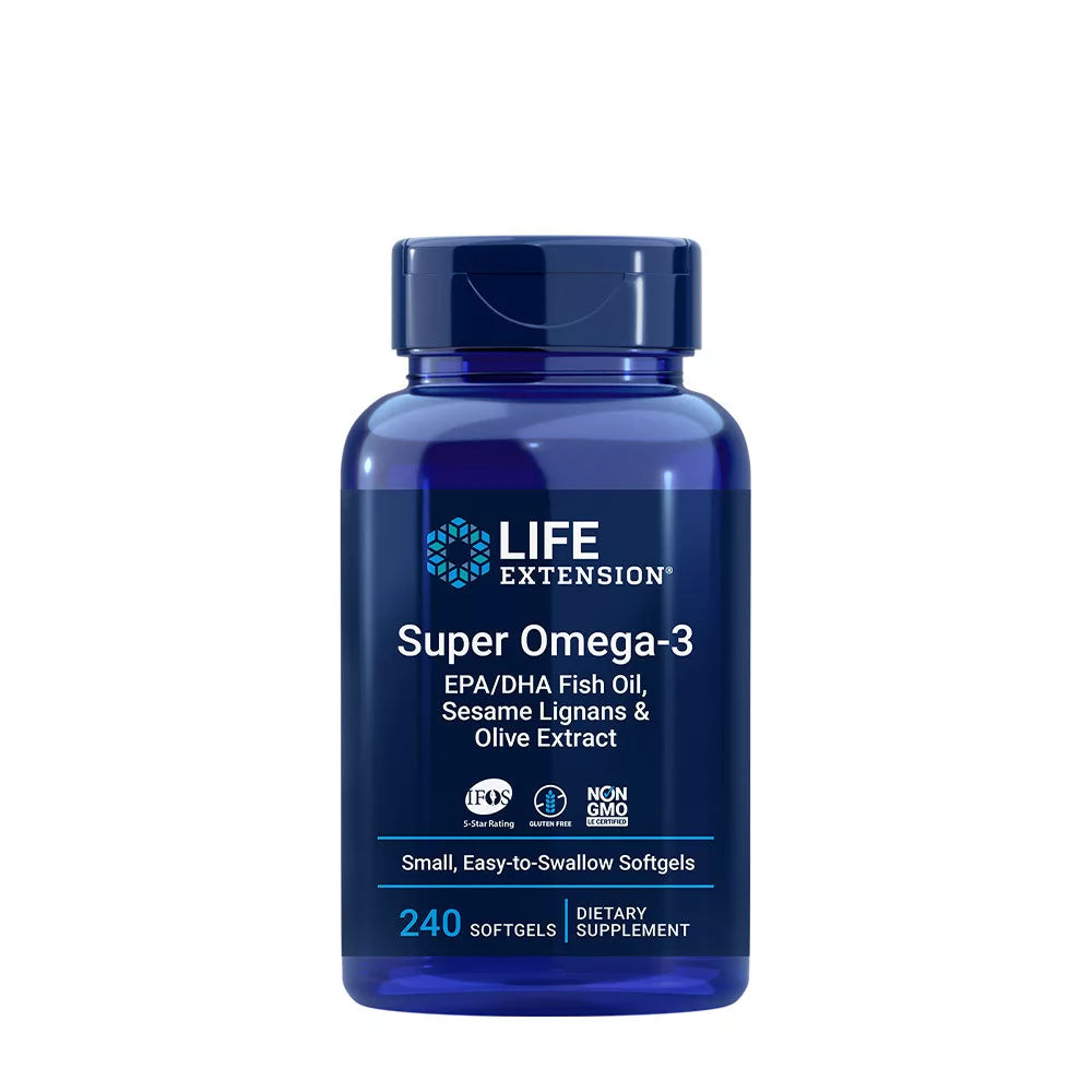 Life Extension Super Omega-3 EPA/DHA Fish Oil, Sesame Lignans, Olive Extract (240 Softgels)