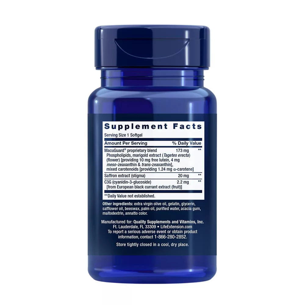 Life Extension MacuGuard® Ocular Support with Saffron (60 Softgels)
