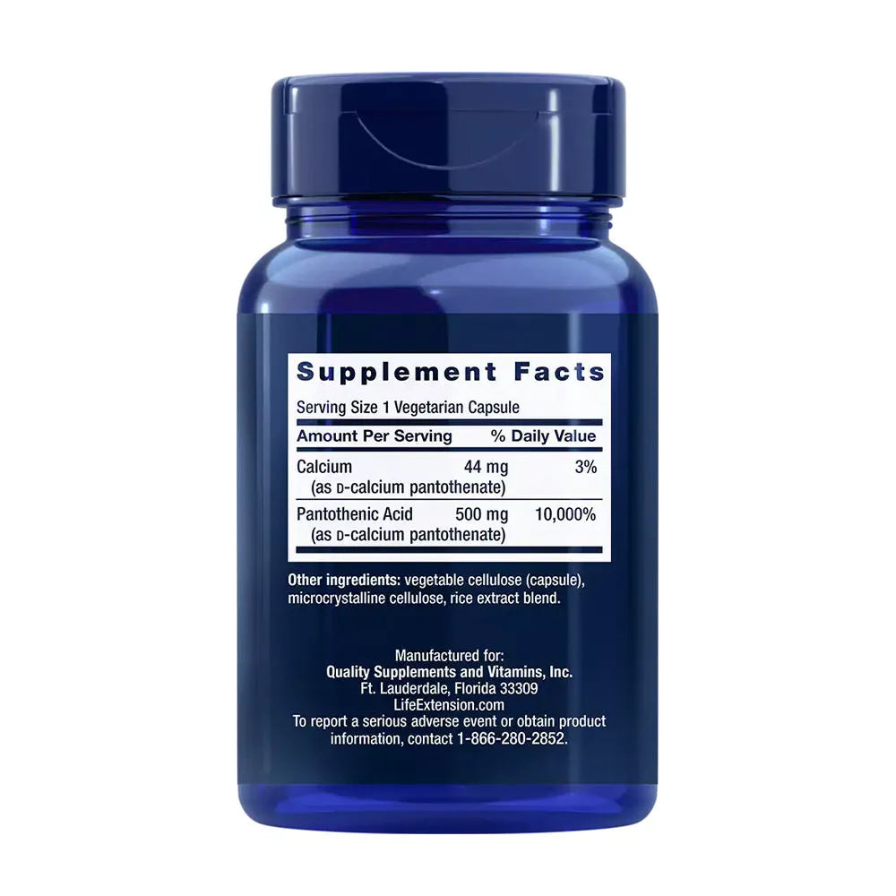 Life Extension Pantothenic Acid 500 mg (100 Veg Capsules)