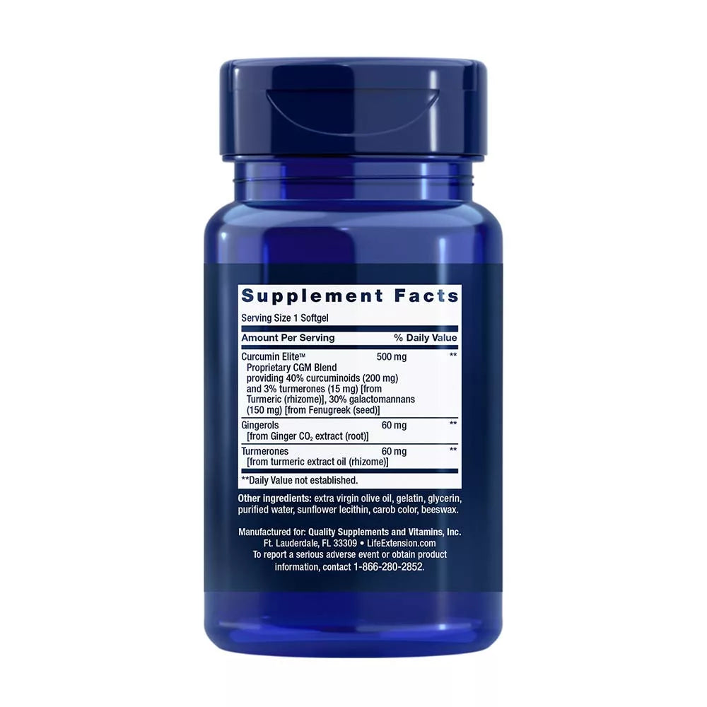 Life Extension Advanced Curcumin Elite Turmeric Extract, Ginger & Turmerones (30 Softgels)