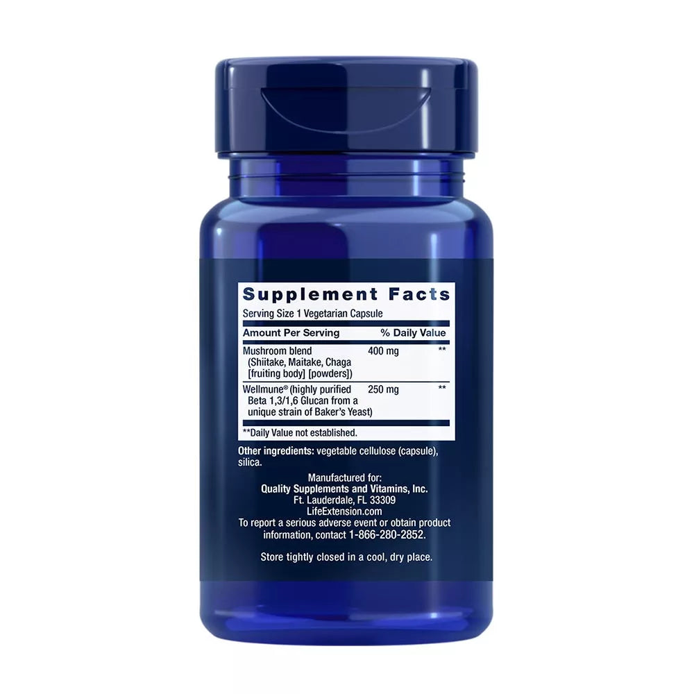 Life Extension Mushroom Immune with Beta Glucans (30 Veg Capsules)