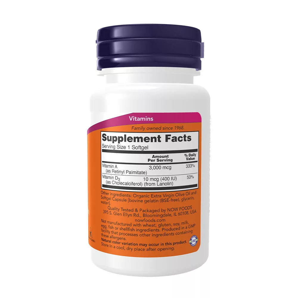 Now Foods Vitamin A & D 10,000/400 IU (100 Softgels)