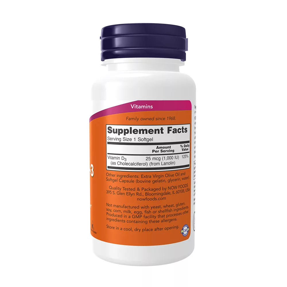 Now Foods Vitamin D-3 1,000 IU (180 Softgels)