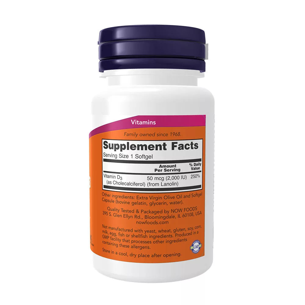 Now Foods Vitamin D-3 2,000 IU (120 Softgels)
