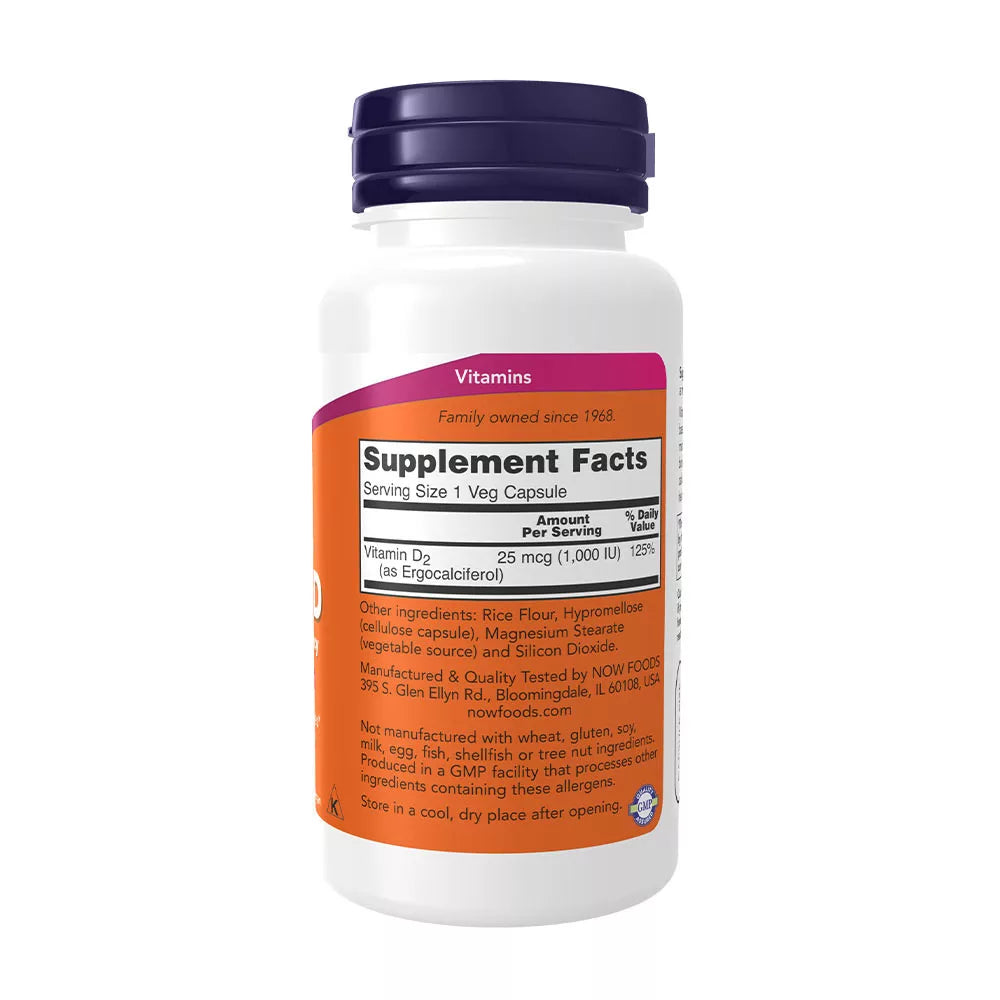 Now Foods Vitamin D 1000 IU Vegetarian, Dry (120 Veg Capsules)