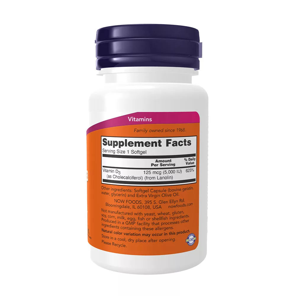 Now Foods Vitamin D-3 5,000 IU (120 Softgels)