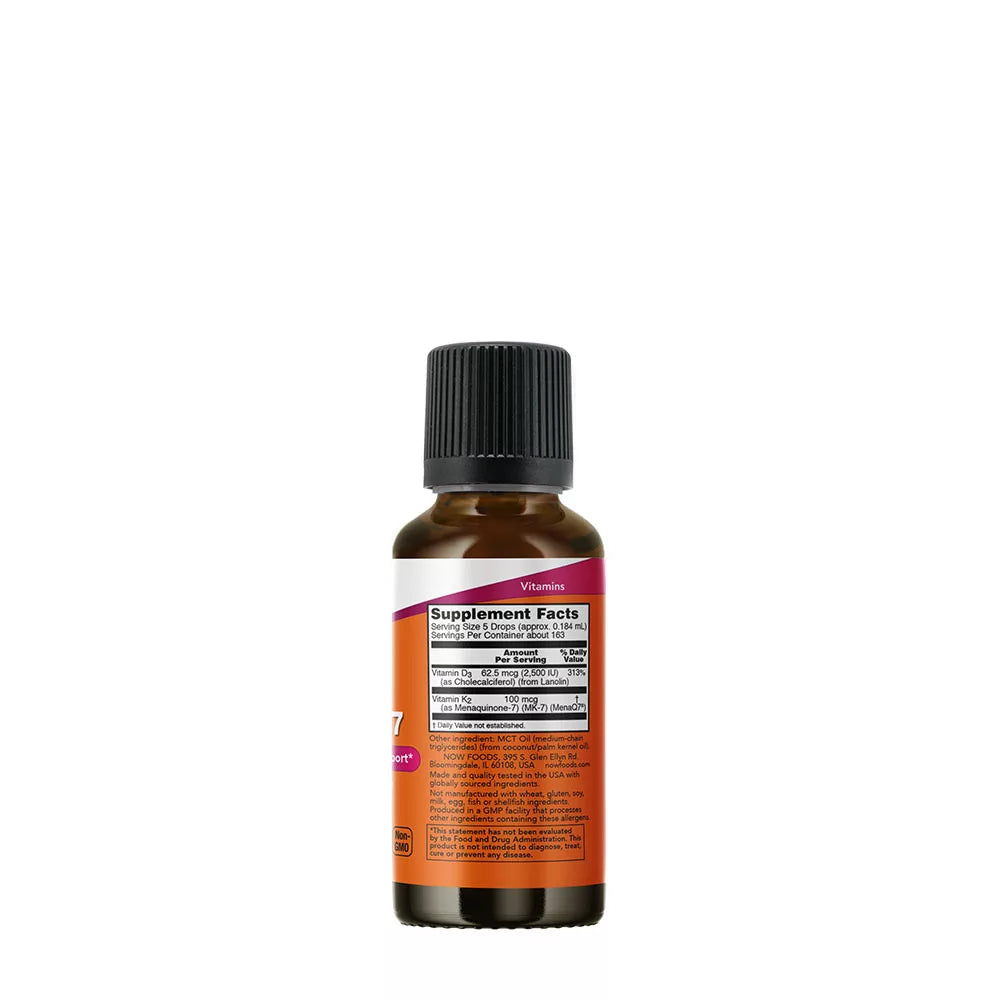 Now Foods Liquid Vitamin D-3 & Mk-7 (30 ml)