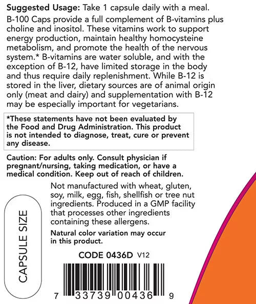 Now Foods Vitamin B-100 (100 Capsules)