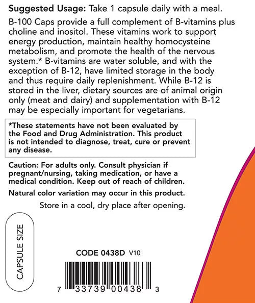 Now Foods Vitamin B-100 (250 Capsules)