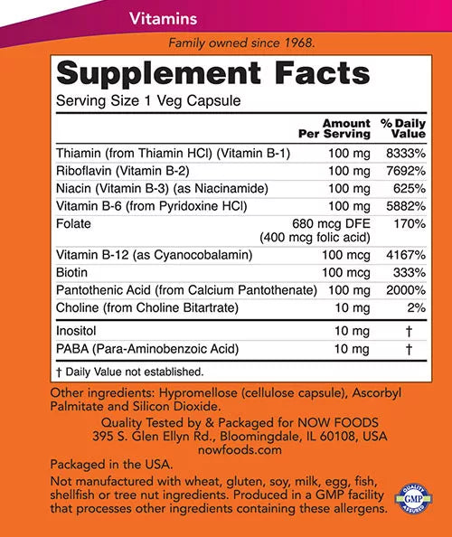 Now Foods Vitamin B-100 (250 Capsules)