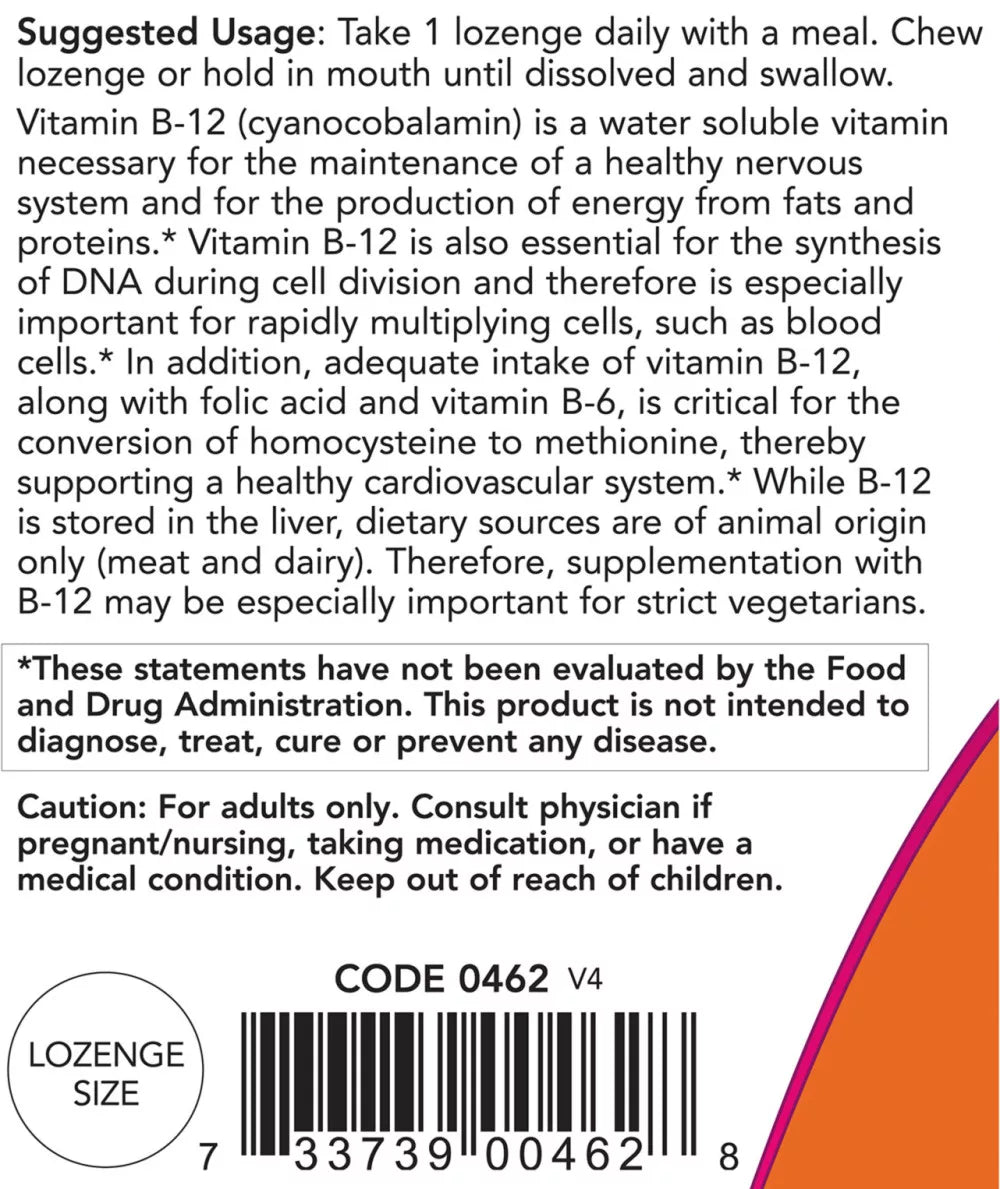 Now Foods Vitamin B-12 5000 mcg (60 Lozenges)
