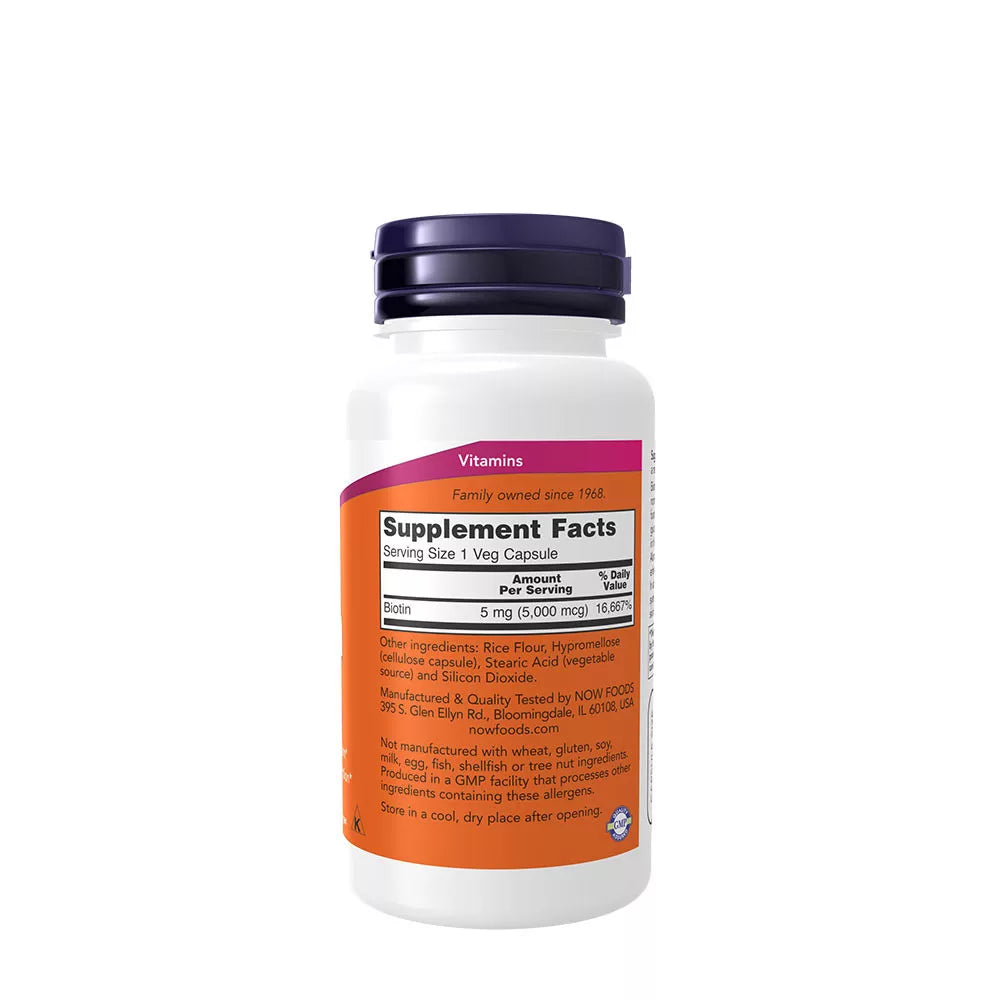 Now Foods Biotin 5,000 mcg (60 Veg Capsules)