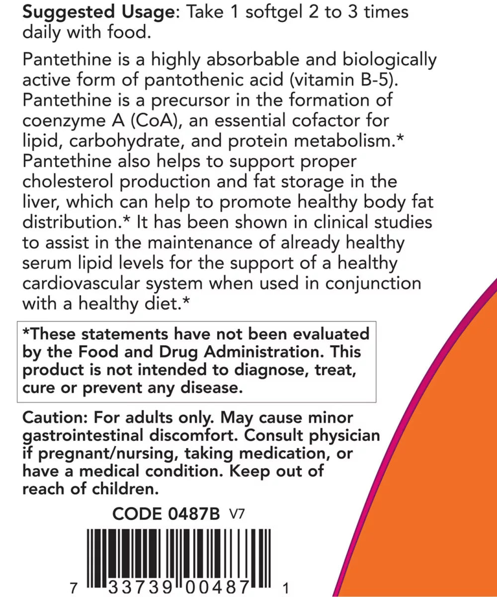 Now Foods Pantethine 300 mg (60 Softgels)