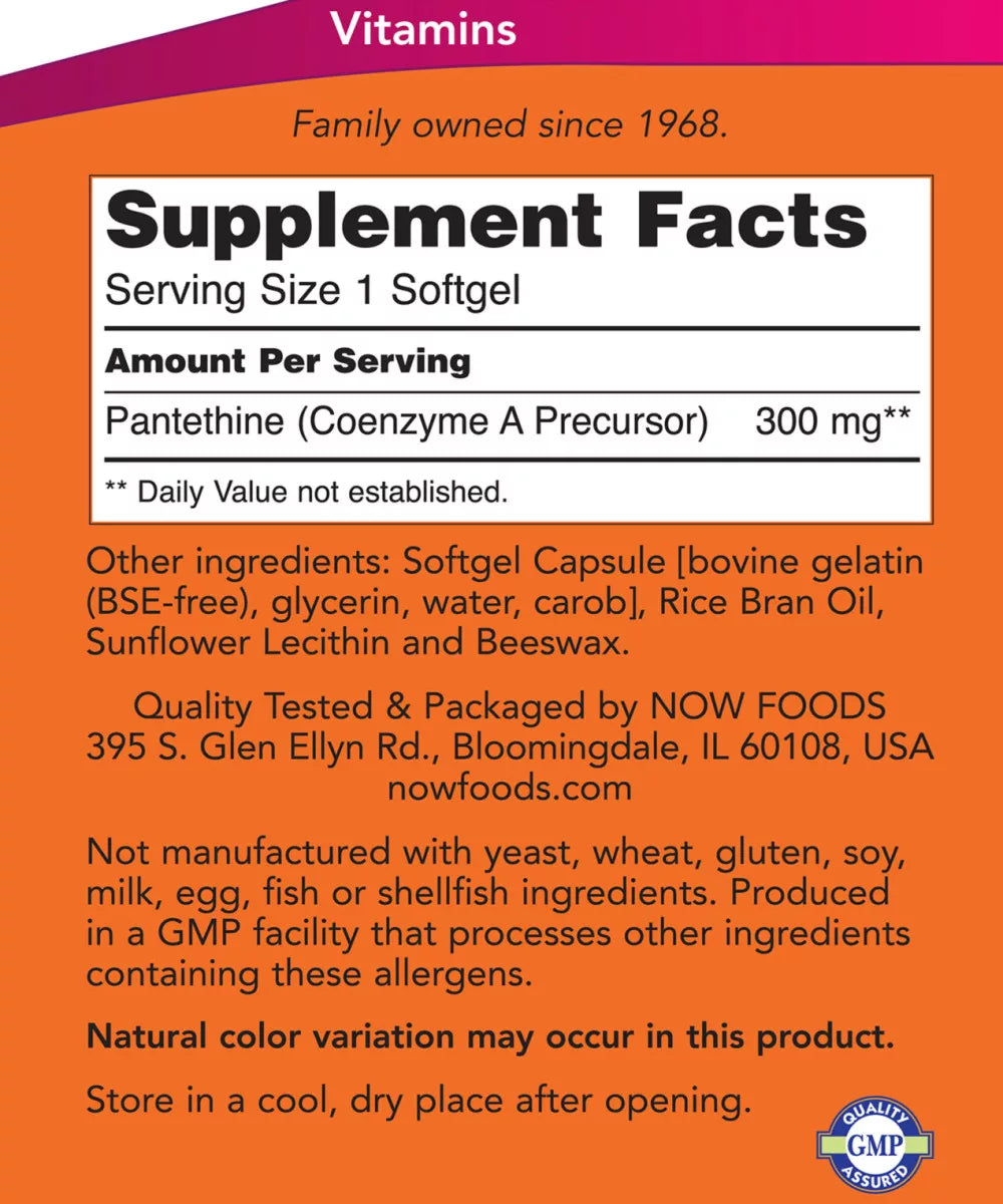 Now Foods Pantethine 300 mg (60 Softgels)