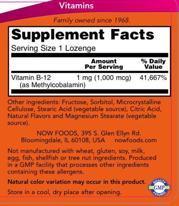 Now Foods Methyl B-12 1000 mcg (100 Lozenges)