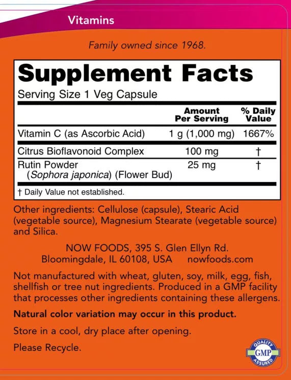 Now Foods Vitamin C-1000 With Bioflavonids (500 Capsules)