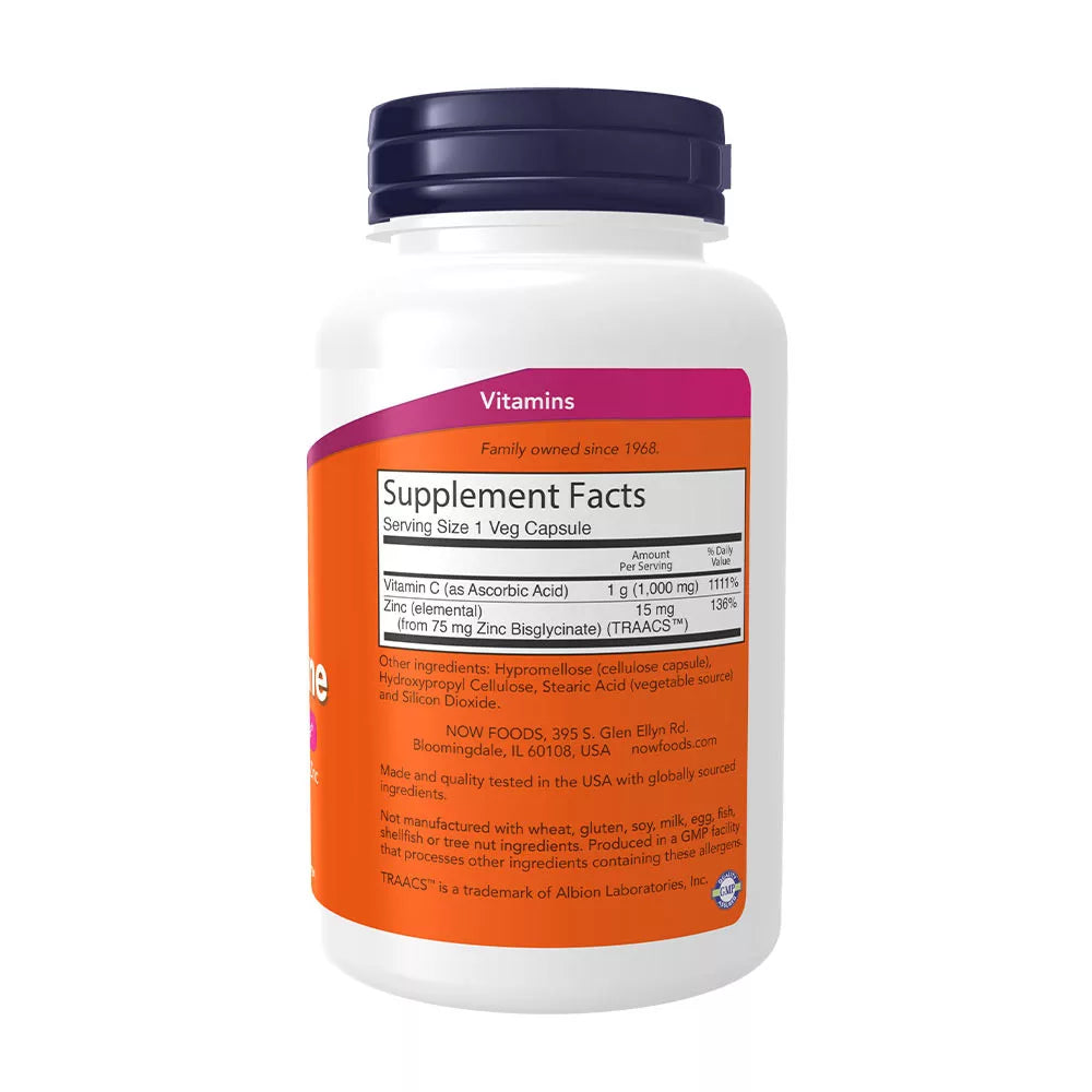 Now Foods C-1000 Zinc Immune (90 Veg Capsules)
