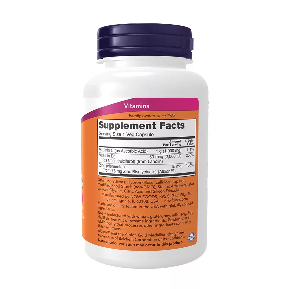 Now Foods C-1000 Zinc & D-3 (100 Veg Capsules)