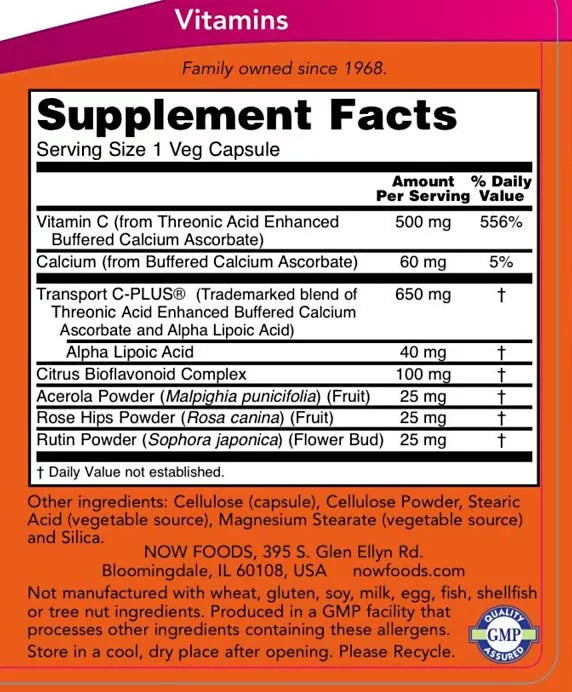 Now Foods AlphaSorb-C™ 500 (180 Veg Capsules)