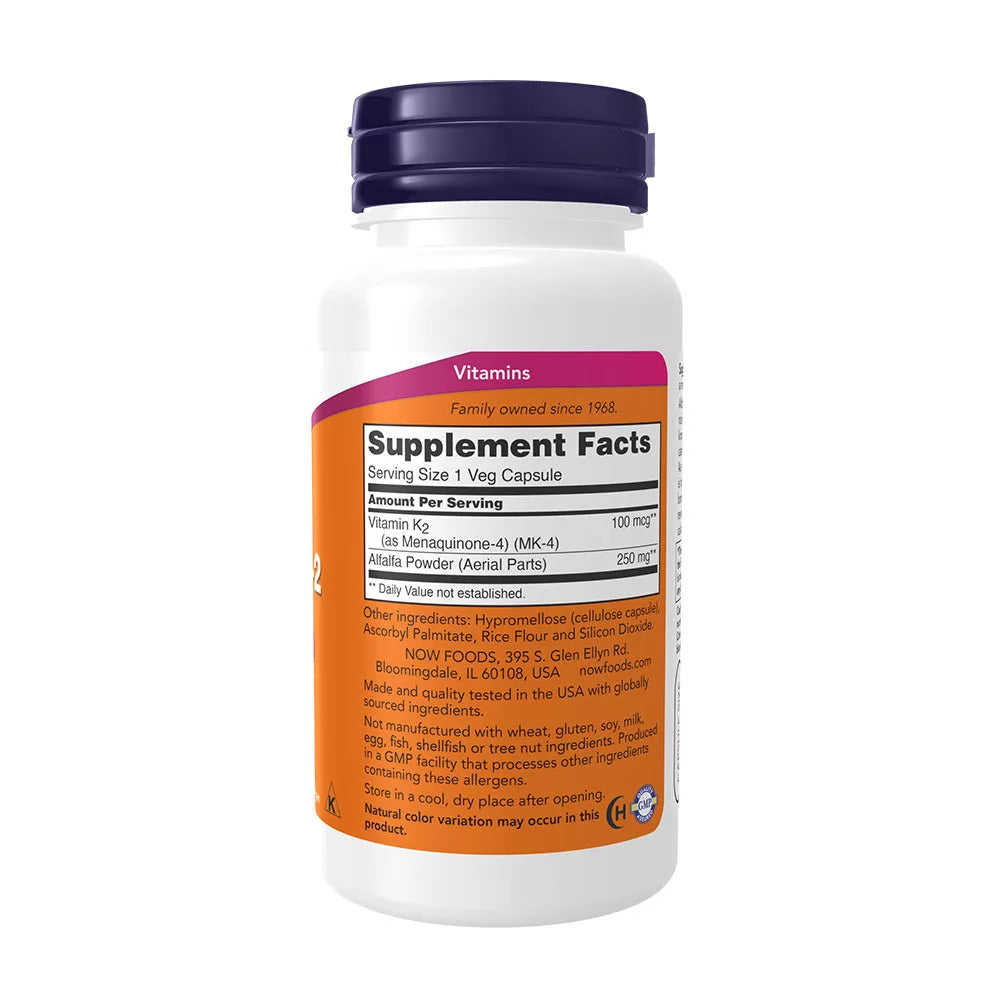 Now Foods Vitamin K-2 100 mcg (100 Veg Capsules)
