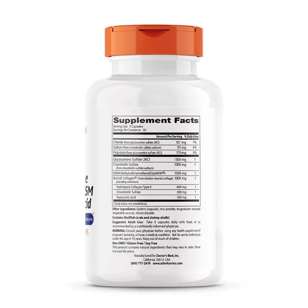Doctor's Best Glucosamine Chondroitin MSM + Hyaluronic Acid (150 Capsules)