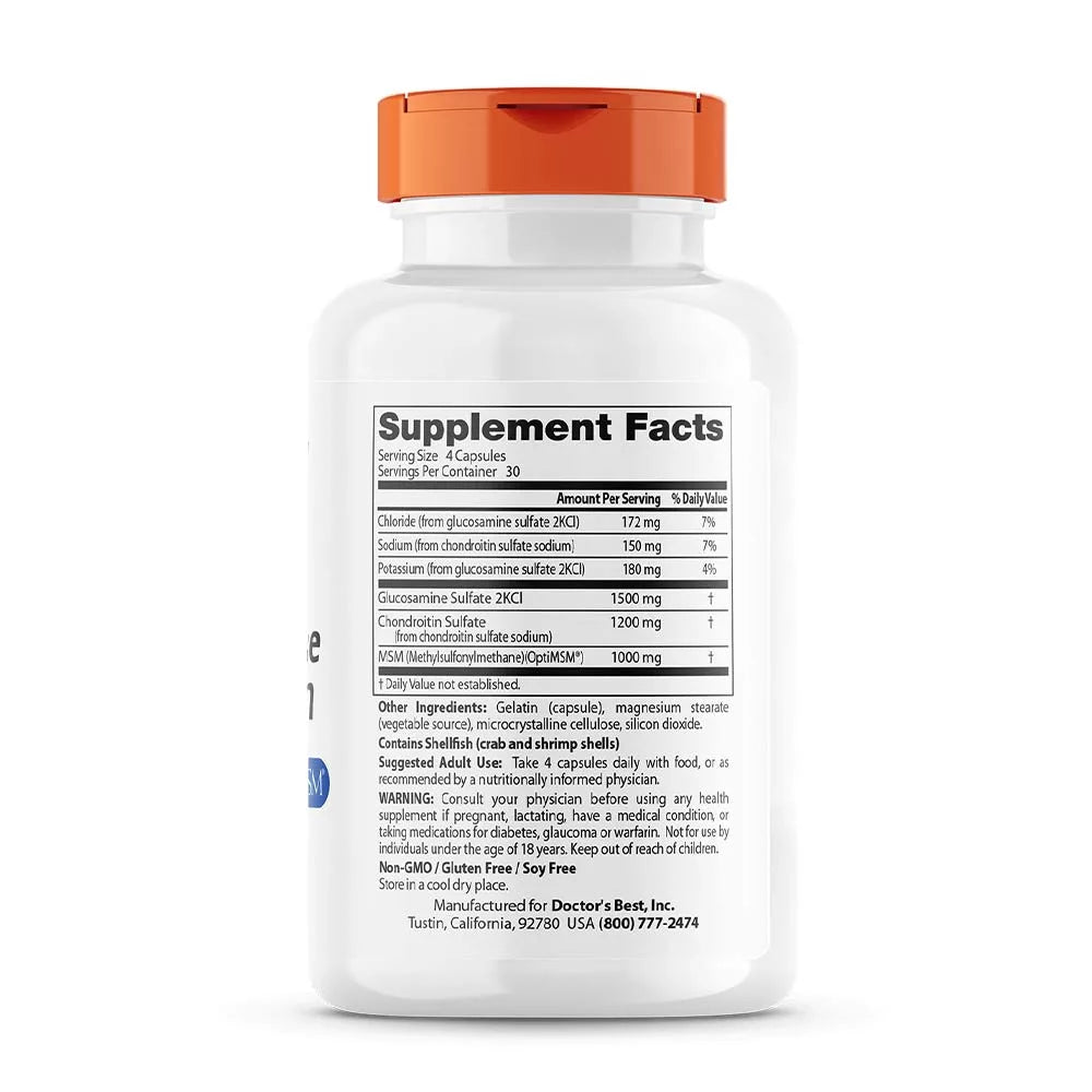 Doctor's Best Glucosamine Chondroitin MSM with Optimsm (120 Capsules)