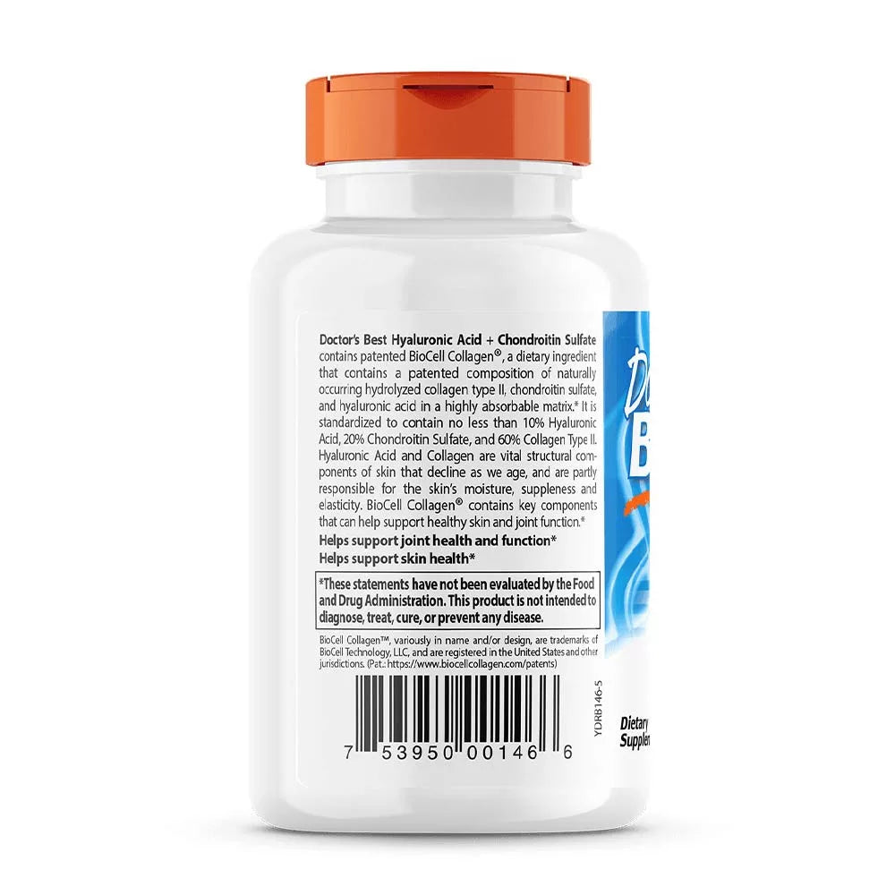 Doctor's Best Hyaluronic Acid + Chondroitin Sulfate + Biocell (60 Capsules)