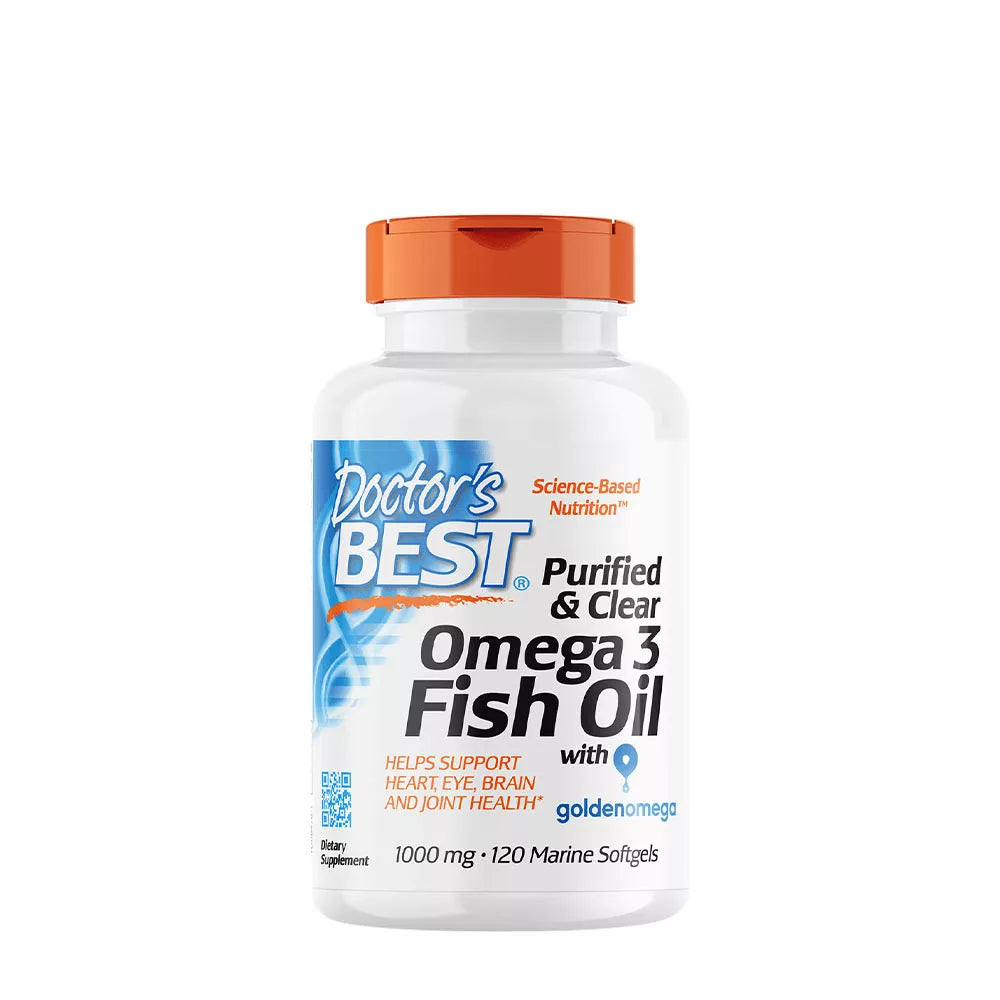 Doctor's Best Purified & Clear Omega 3 Fish Oil 1000 mg (120 Marine Softgels)