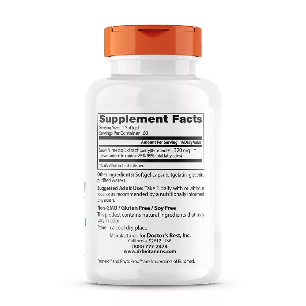 Doctor's Best Saw Palmetto Standardized Extract 320 mg (60 Softgels)