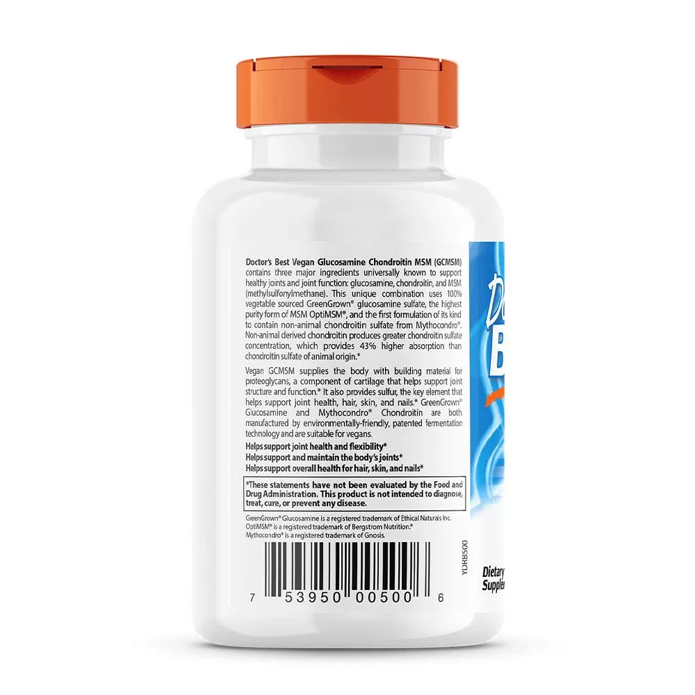 Doctor's Best Vegan Glucosamine & Chondroitin & MSM (120 Veggie Capsules)