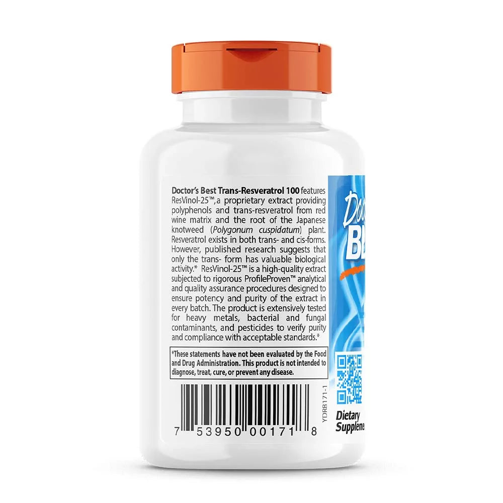 Doctor's Best Trans-Resveratrol 100 mg (60 Veggie Capsules)