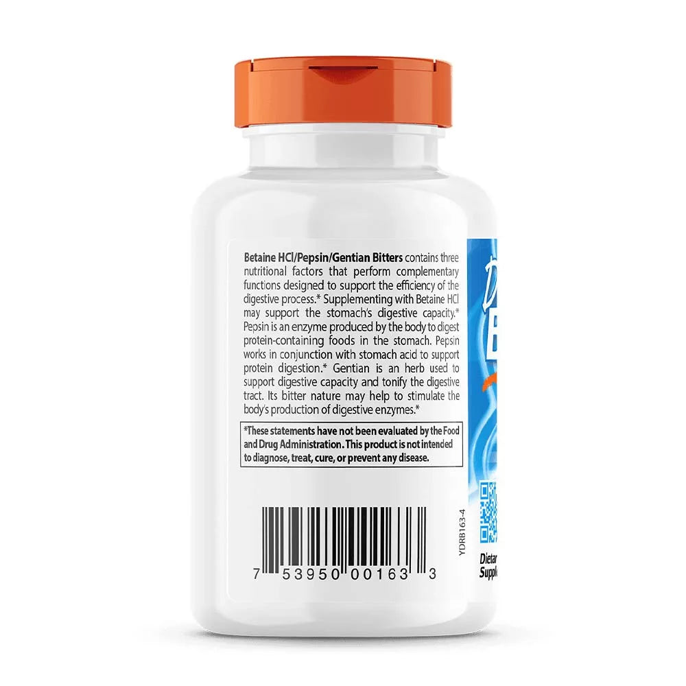 Doctor's Best Betaine HCL Pepsin & Gentian Bitters (120 Capsules)