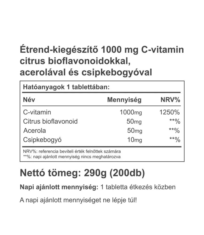 Vitaking Vitamin C 1000 mg with 50 mg Citrus Bioflavonoids and Acerola (200 Tablets)