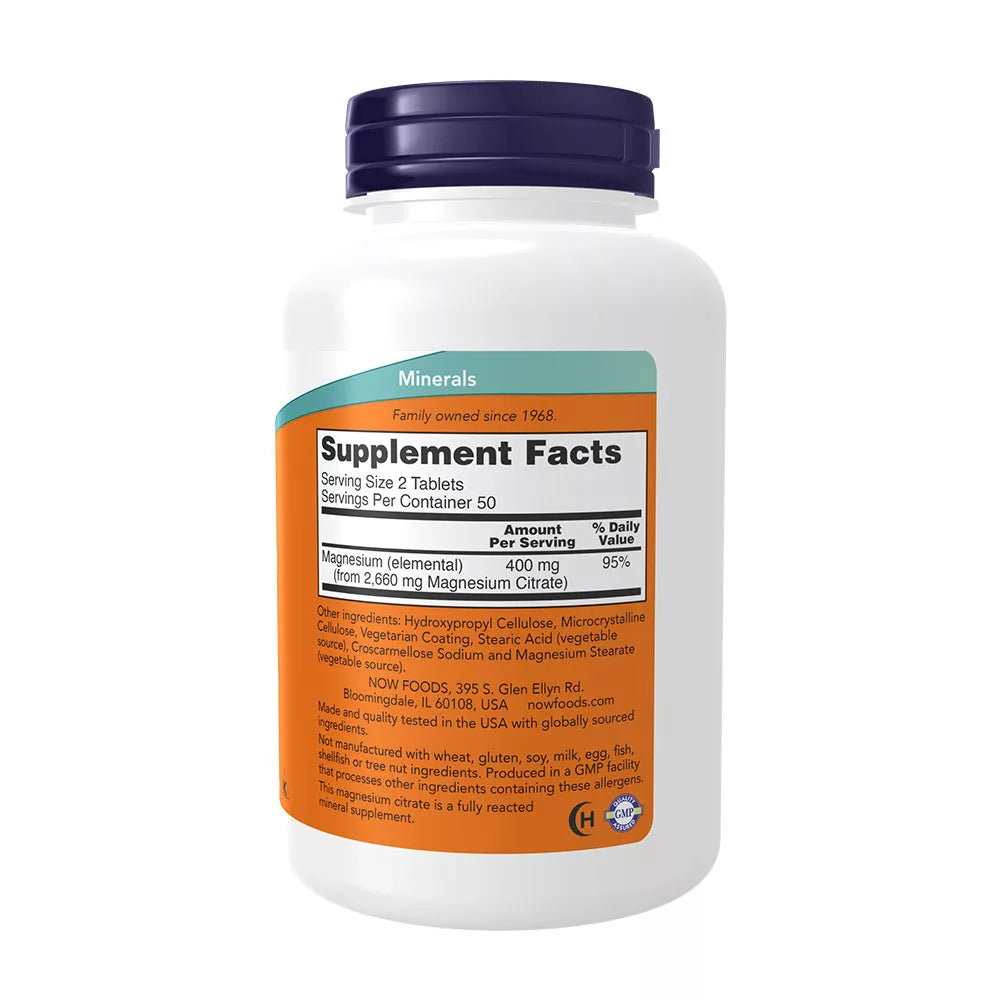 Now Foods Magnesium Citrate 200 mg (100 Tablets)